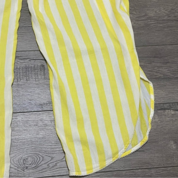 Abercrombie & Fitch Wide Leg Beach Pants Yellow White Stripe Split Leg Sz XS NWT - Picture 9 of 9